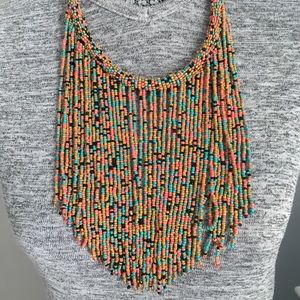 Handmade beaded necklace .